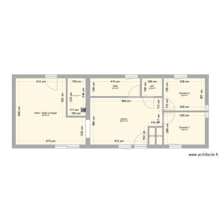 Maison plan sans aménagement. Plan de 9 pièces et 80 m2