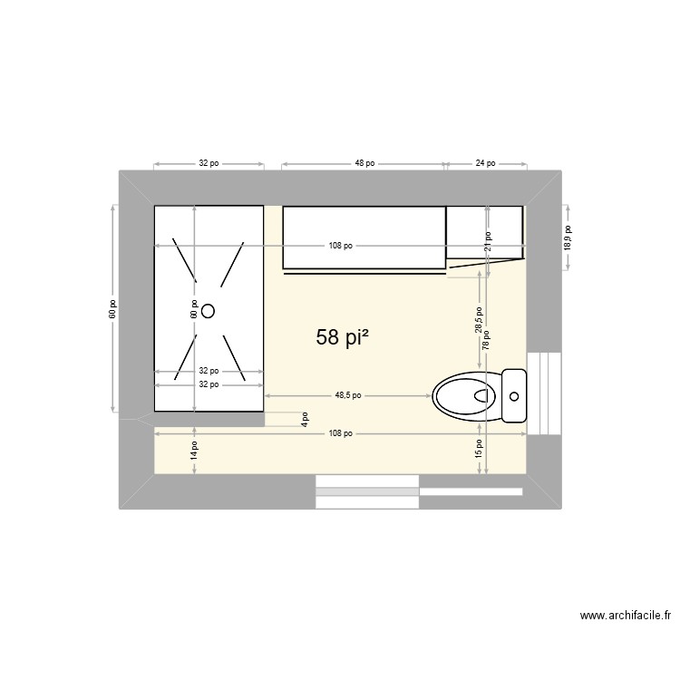 sdb floride 2. Plan de 1 pièce et 5 m2