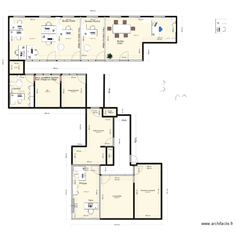 Bureaux SI 2eme étage.01.2025-V1. Plan de 15 pièces et 190 m2