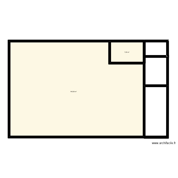 Nocibe. Plan de 2 pièces et 148 m2