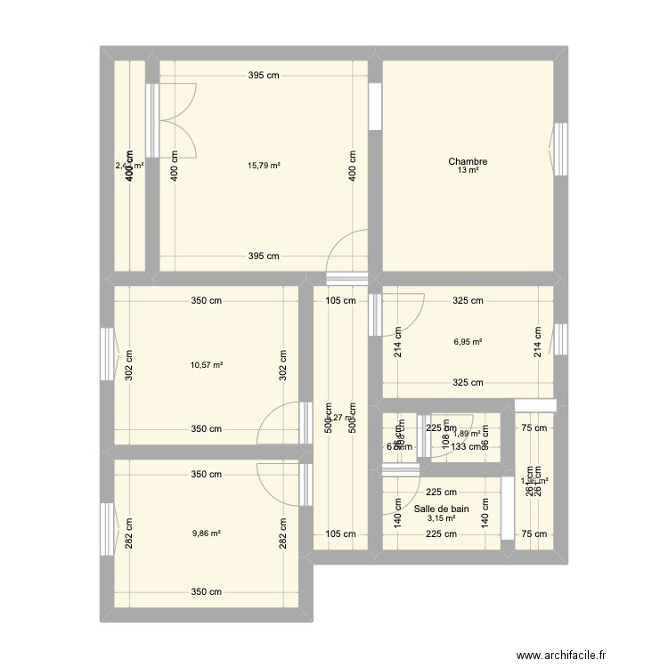 Plan actuel App1 GITU. Plan de 10 pièces et 71 m2