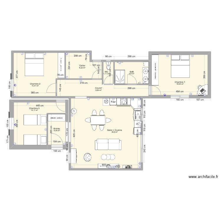 Oléron avec côtes. Plan de 9 pièces et 108 m2