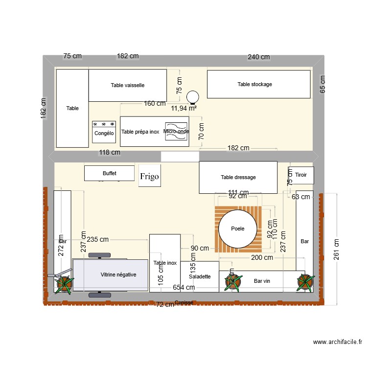 Plan type Paris. Plan de 2 pièces et 30 m2