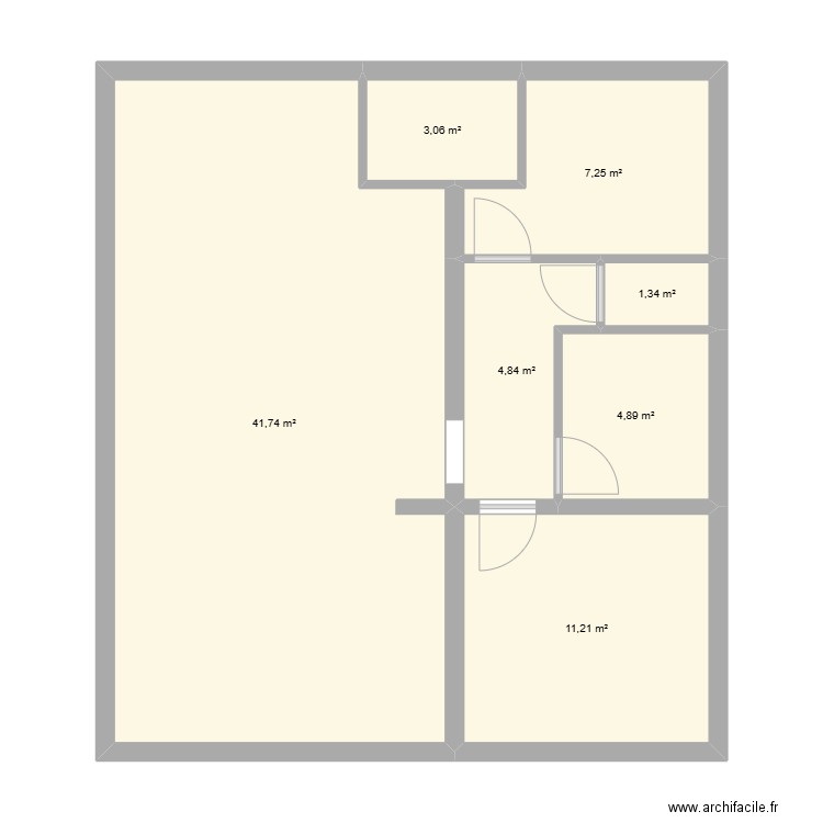 villers. Plan de 7 pièces et 74 m2