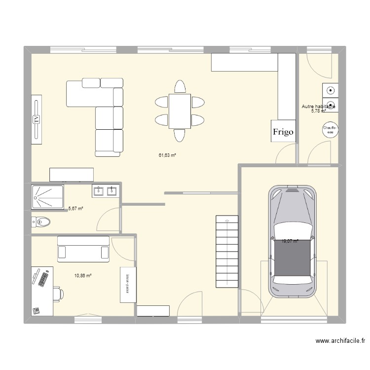 NPC. Plan de 5 pièces et 103 m2