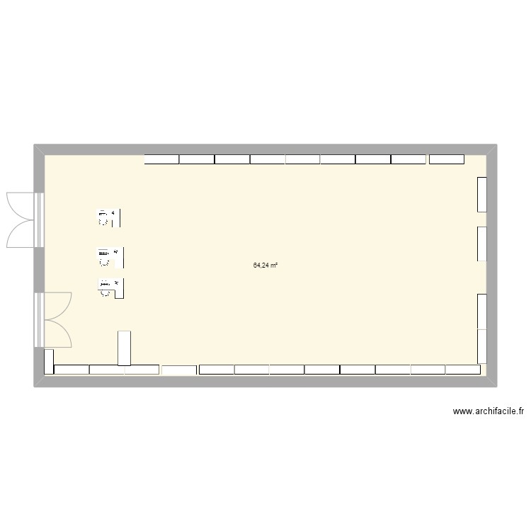 alexis segat kj. Plan de 1 pièce et 64 m2