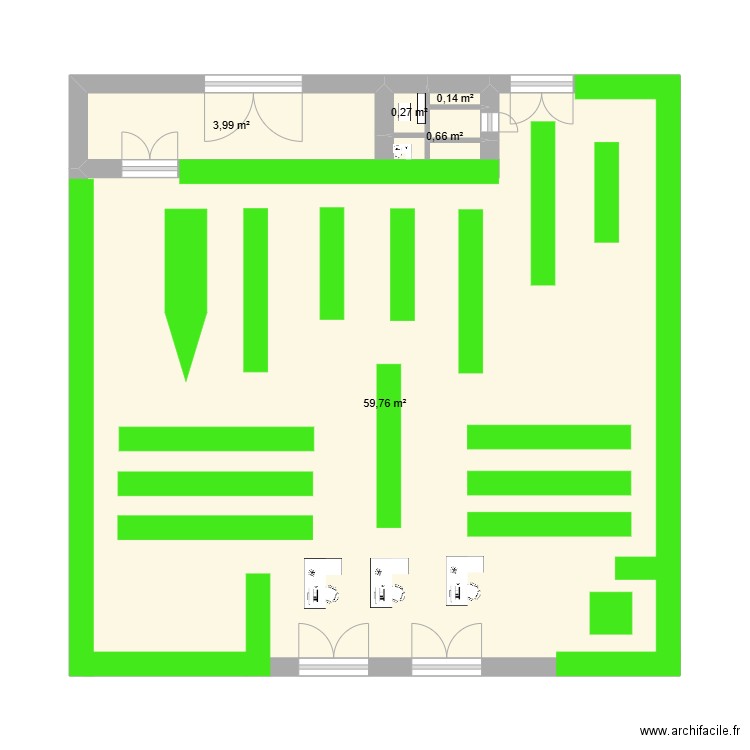 king jouet . Plan de 5 pièces et 65 m2