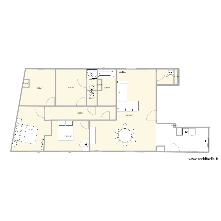 les terrasses 2. Plan de 14 pièces et 97 m2