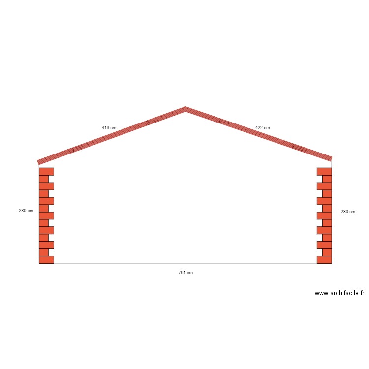 façade sud. Plan de 0 pièce et 0 m2