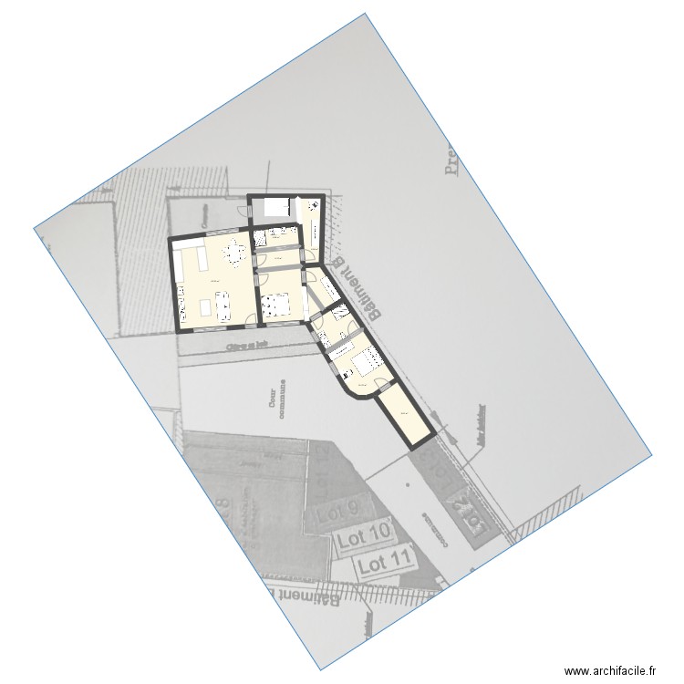 Salobert murs porteurs. Plan de 8 pièces et 106 m2