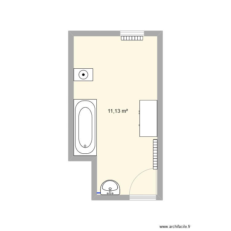 SDB. Plan de 1 pièce et 11 m2