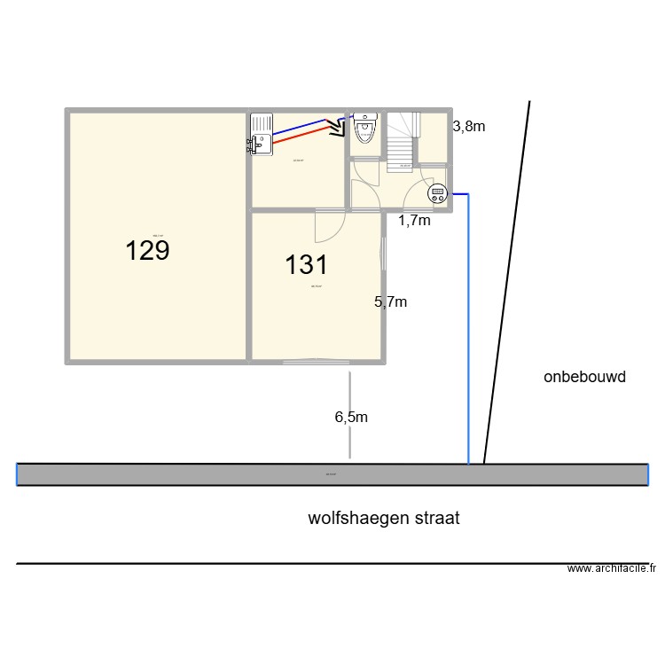 implantation 129. Plan de 6 pièces et 337 m2