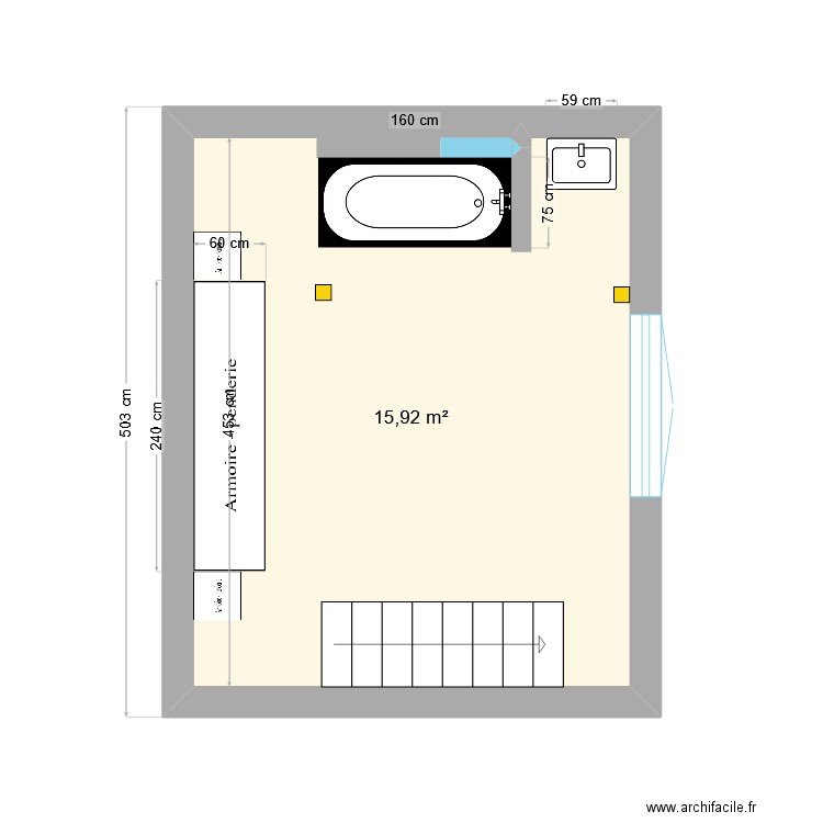 Salle de bain . Plan de 1 pièce et 16 m2