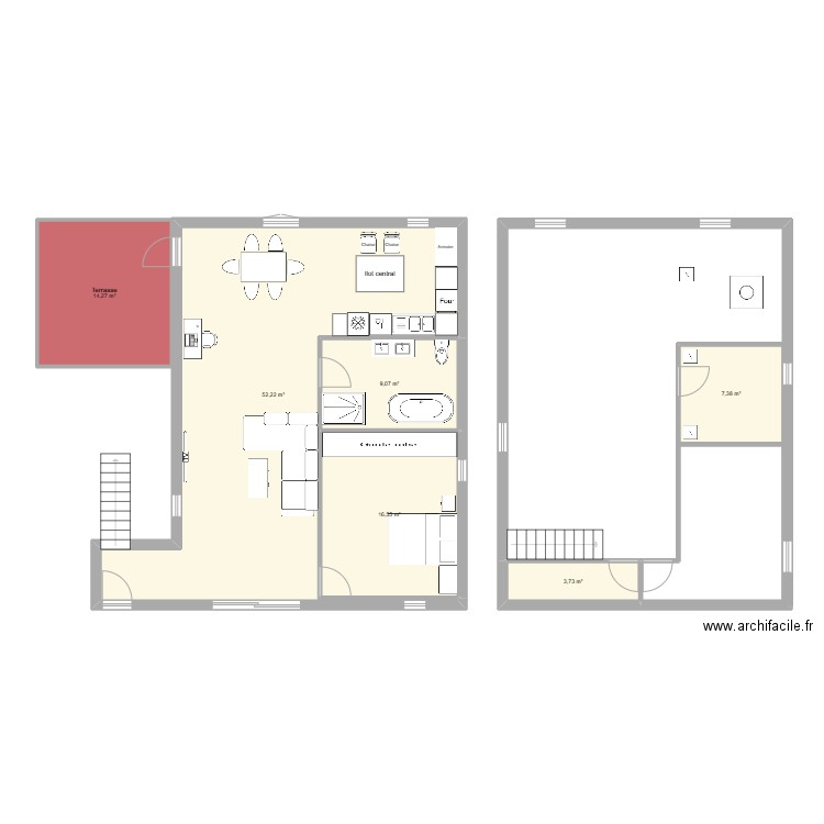 Maison lac des journalistes. Plan de 6 pièces et 103 m2