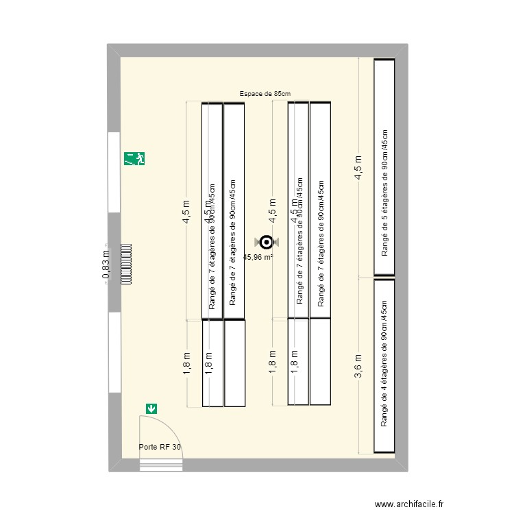 Local archives Q-2. Plan de 1 pièce et 46 m2