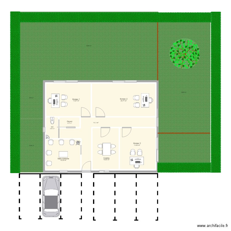 cabinet. Plan de 8 pièces et 172 m2