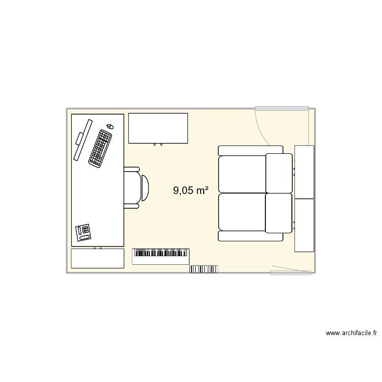 Chambre coloc studio autre possibilité. Plan de 1 pièce et 9 m2