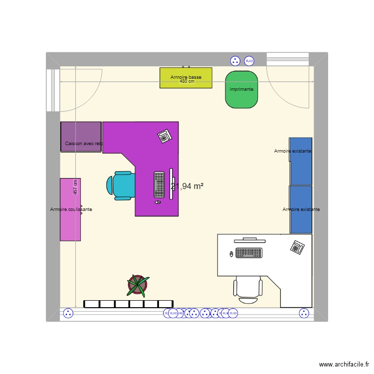 bureau sandrine 4. Plan de 1 pièce et 22 m2