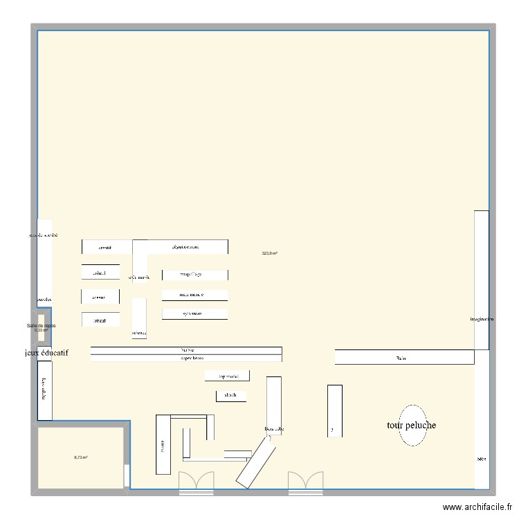 egegef. Plan de 3 pièces et 333 m2