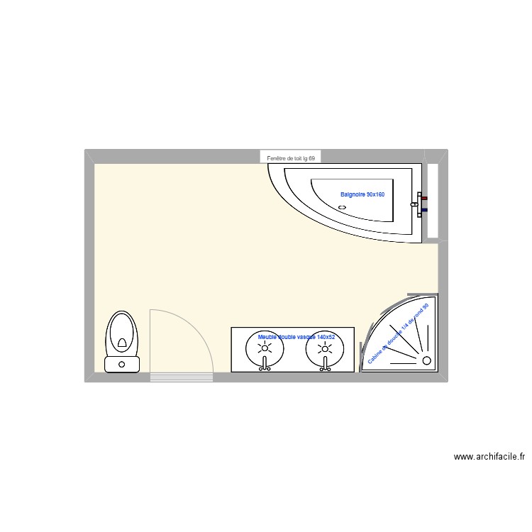 Monaci. Plan de 2 pièces et 9 m2