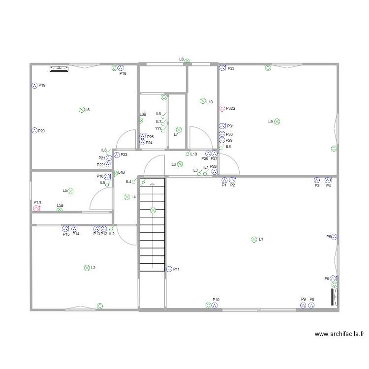 RDC electrique. Plan de 11 pièces et 77 m2