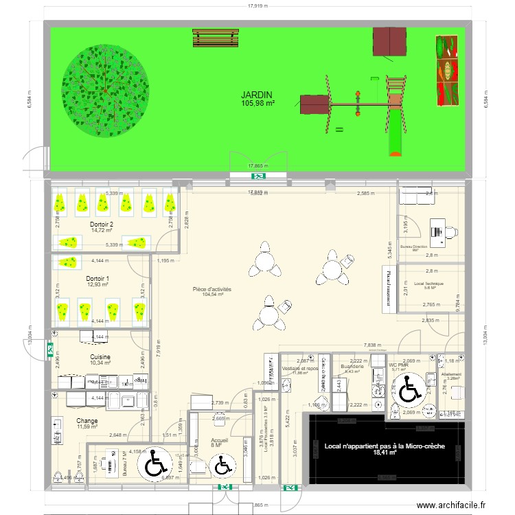 Micro-crèche Monswiller Romain. Plan de 11 pièces et 317 m2