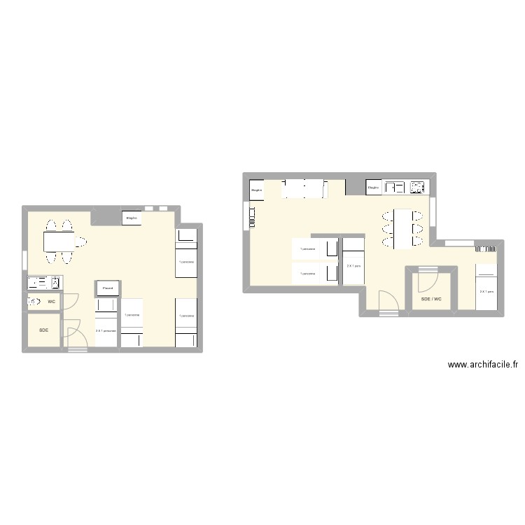 Chambre 6. Plan de 7 pièces et 76 m2