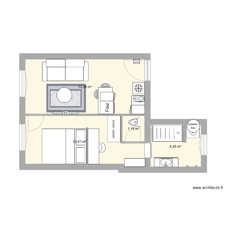 Abbé greg modif 3. Plan de 4 pièces et 29 m2