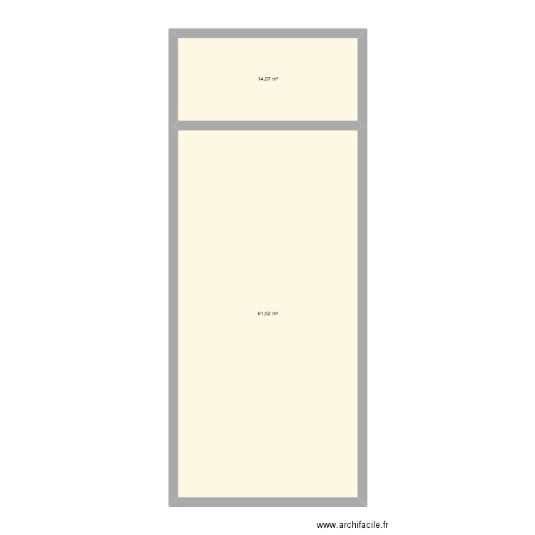 vestiaires. Plan de 2 pièces et 76 m2