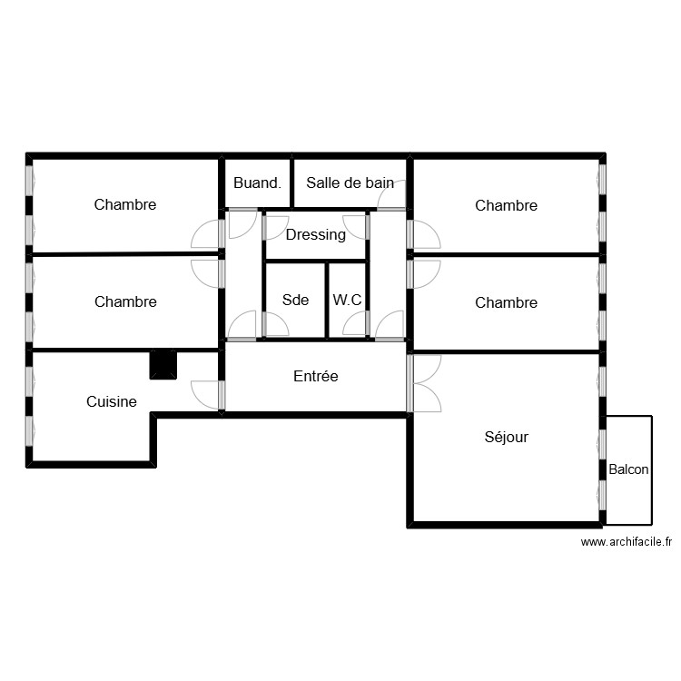 Marceau 4 ch. Plan de 16 pièces et 197 m2