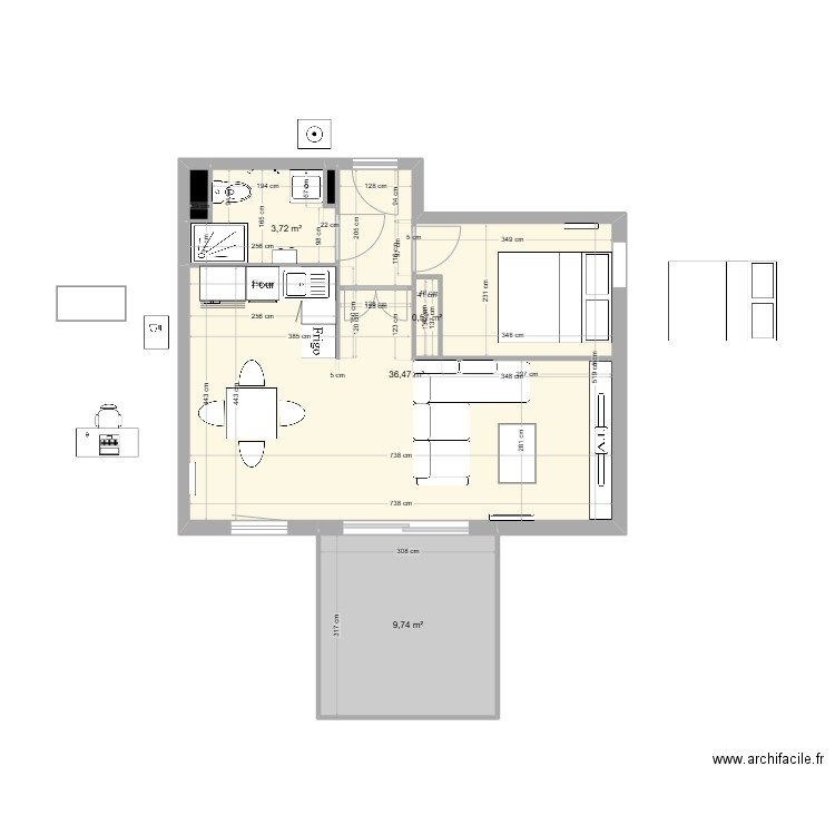 Massy travaux 3. Plan de 6 pièces et 51 m2