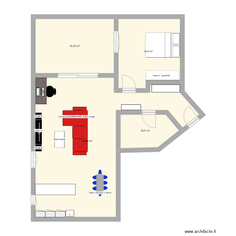 Farvagny. Plan de 4 pièces et 83 m2