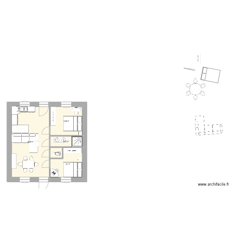 AchardCapelette. Plan de 5 pièces et 55 m2