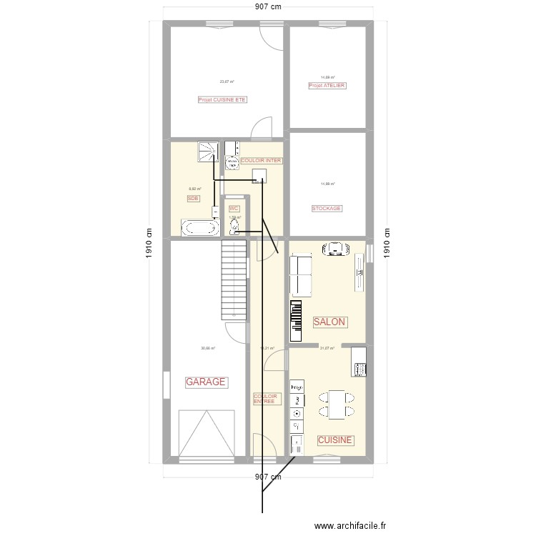 DOMICILE1/. Plan de 14 pièces et 274 m2