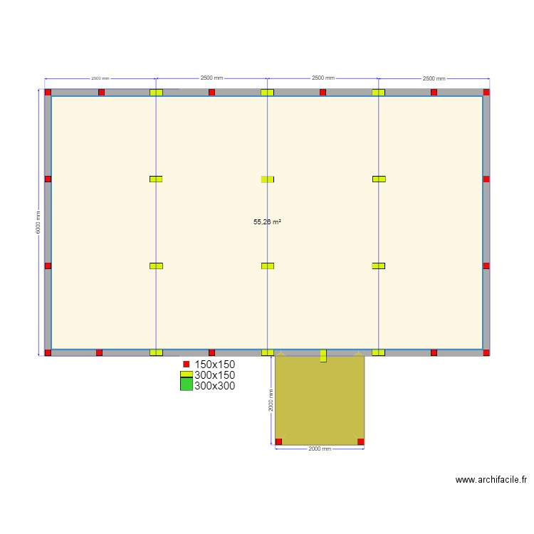 Чехов Сваи. Plan de 2 pièces et 58 m2