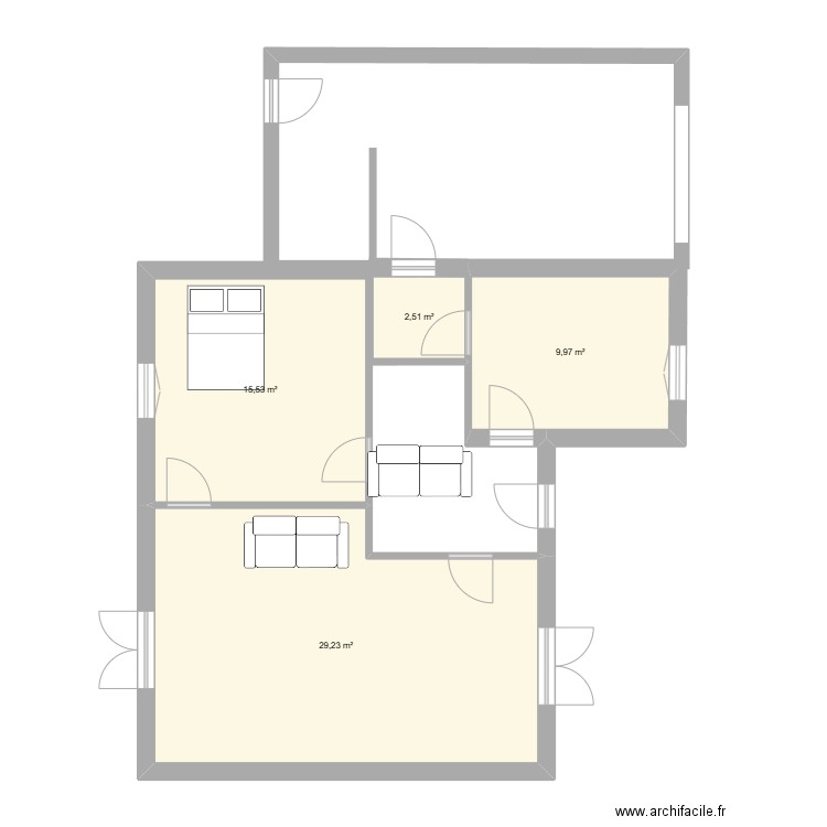 25 Dr C. Plan de 4 pièces et 57 m2