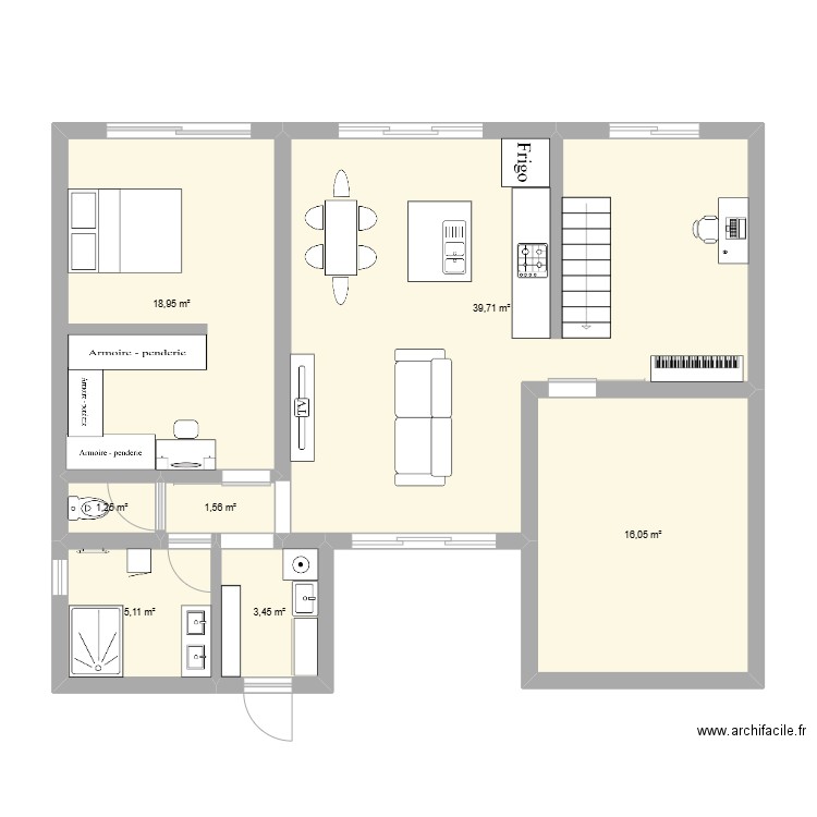 Maison2. Plan de 7 pièces et 86 m2