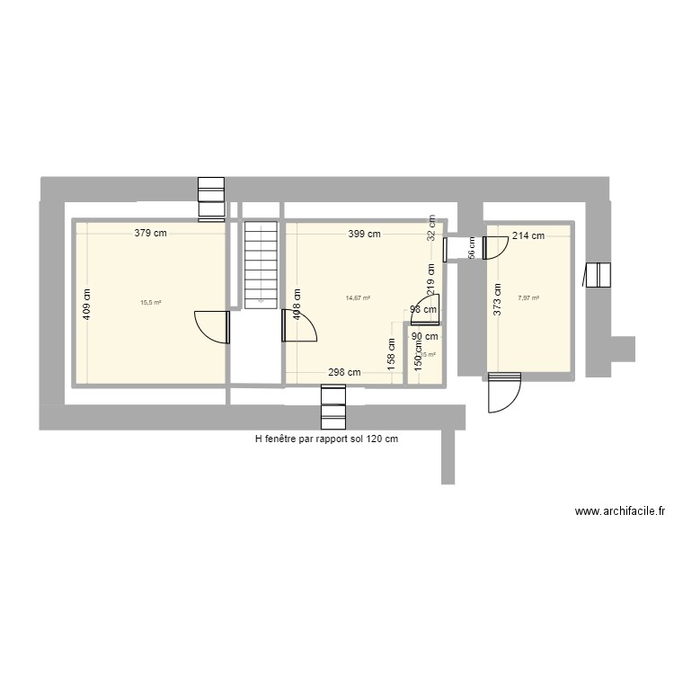 APS1 combles aménagés. Plan de 4 pièces et 40 m2