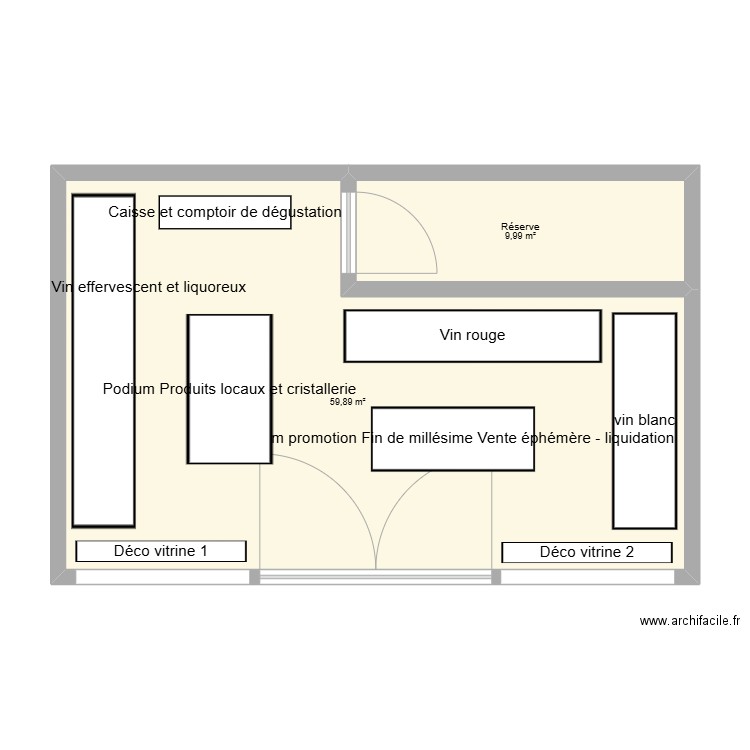 Domaine de la grappe boutique V1. Plan de 2 pièces et 70 m2