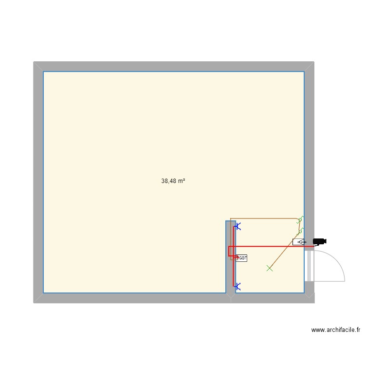 Oral de chantier. Plan de 1 pièce et 38 m2