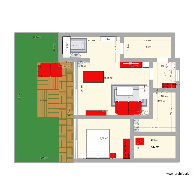 Championnet. Plan de 6 pièces et 85 m2