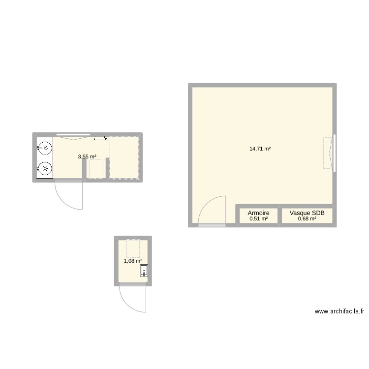 THIAIS. Plan de 5 pièces et 21 m2