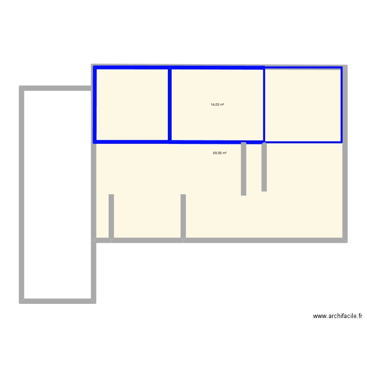 Sous sol. Plan de 2 pièces et 102 m2