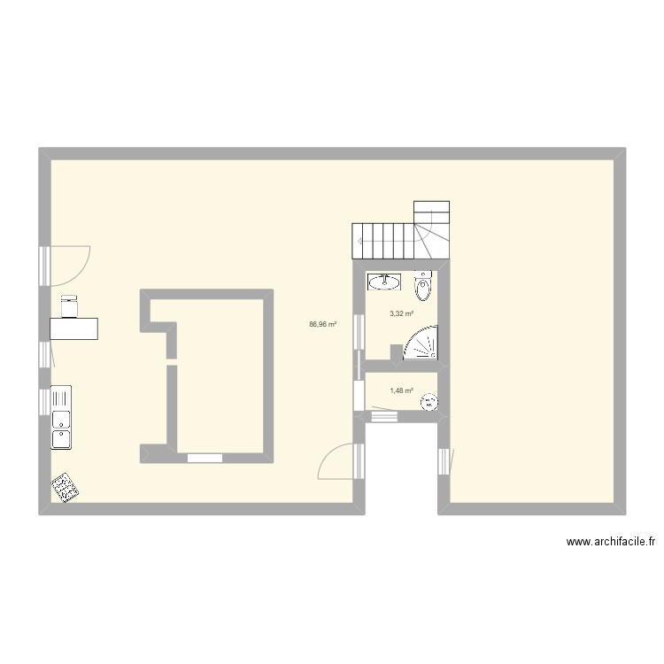 ma maison. Plan de 3 pièces et 92 m2