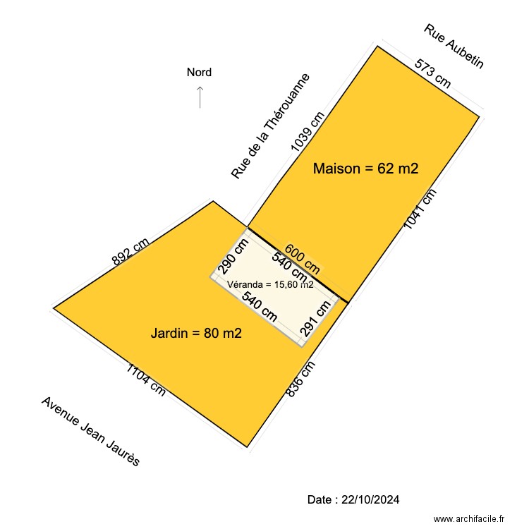 DP2 - Plan de masse. Plan de 1 pièce et 16 m2