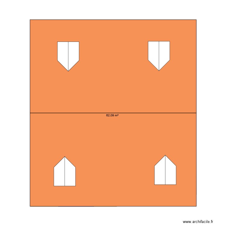 maison. Plan de 1 pièce et 62 m2