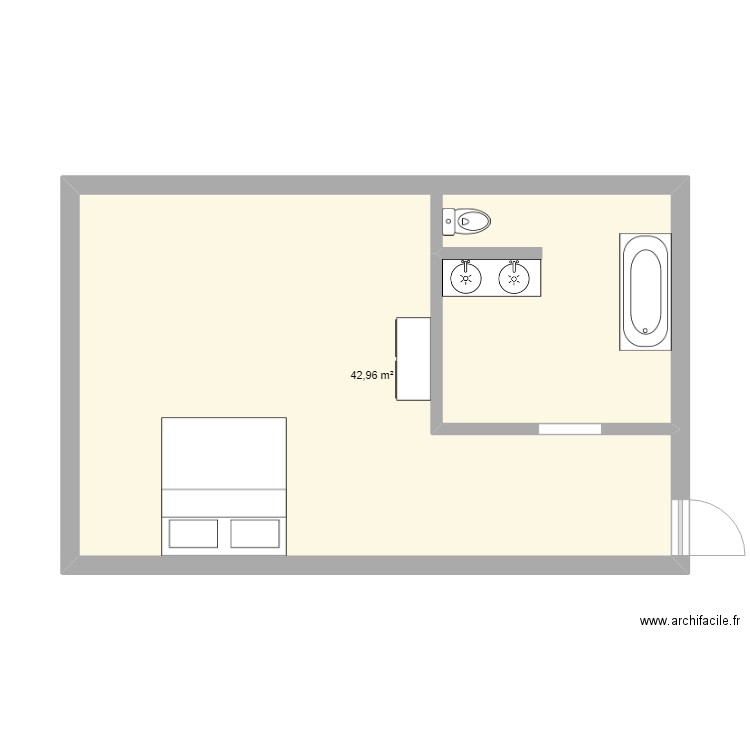 jano 2. Plan de 1 pièce et 43 m2