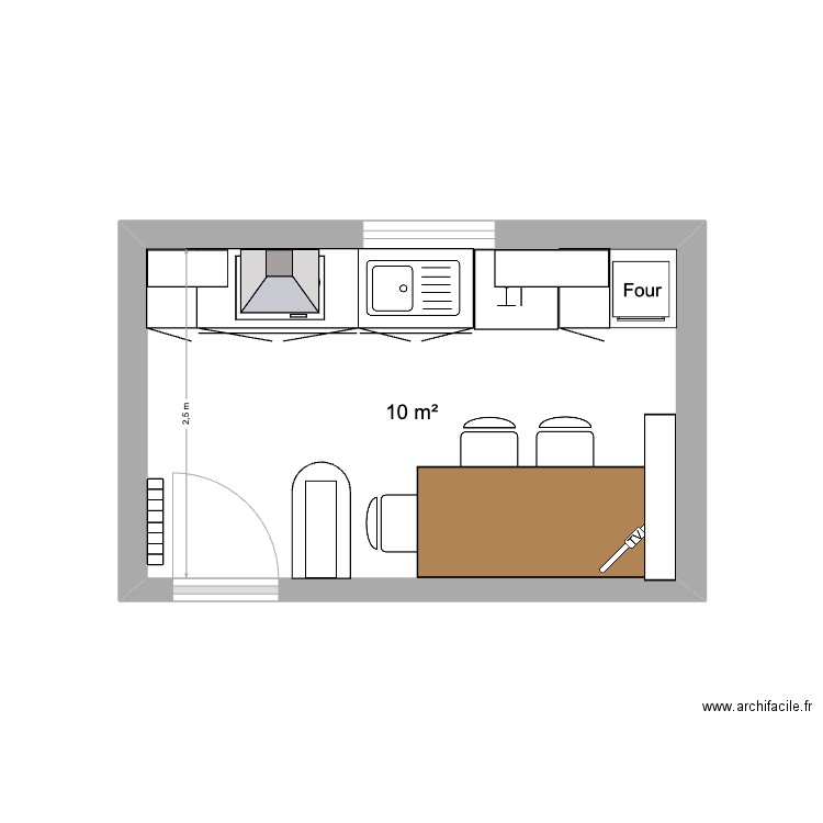 Cuisine nouvelle bretagne. Plan de 1 pièce et 10 m2