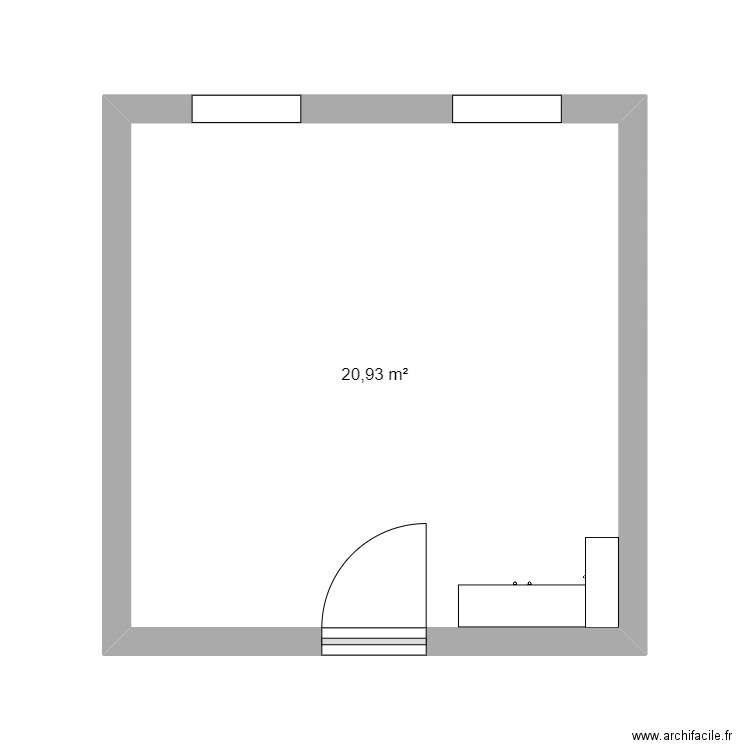 Salle de Brainstorming. Plan de 1 pièce et 21 m2