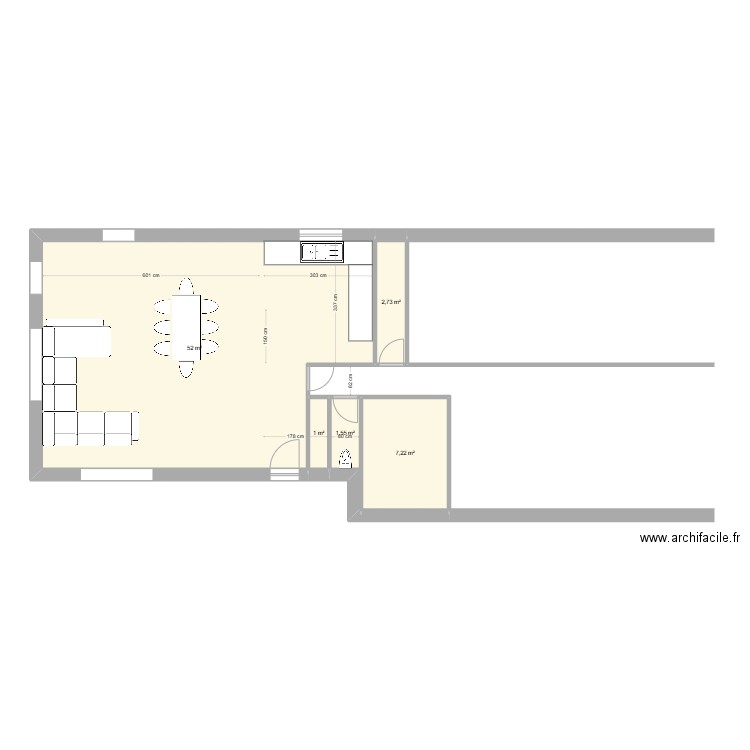 PLAN MAISON 1. Plan de 5 pièces et 65 m2